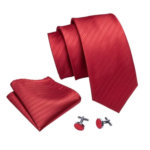 Classy Men Red Striped Silk Necktie